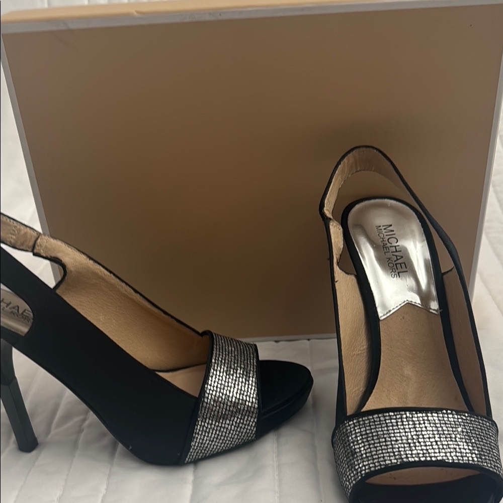 Michael Kors Black and Silver Stiletto Heels